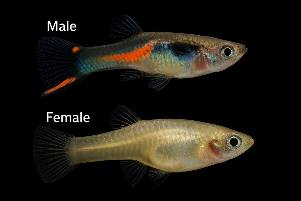 Male vs femal endlers livebearers identification