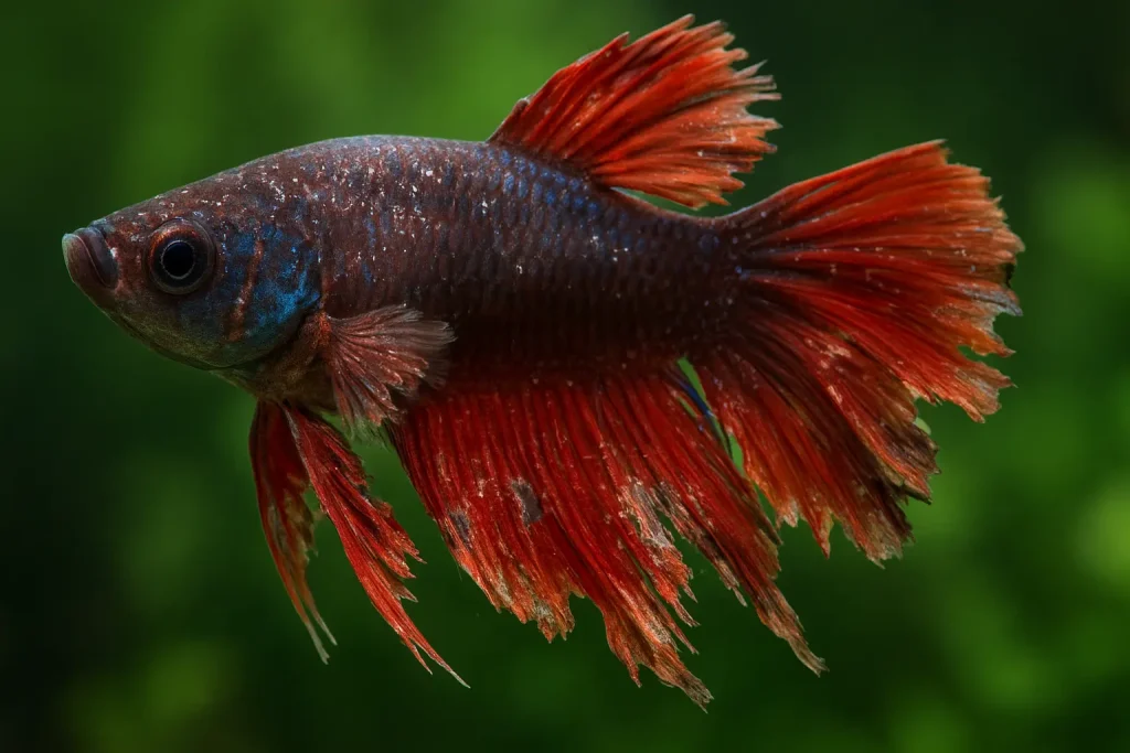 Fin rot in a Red Betta